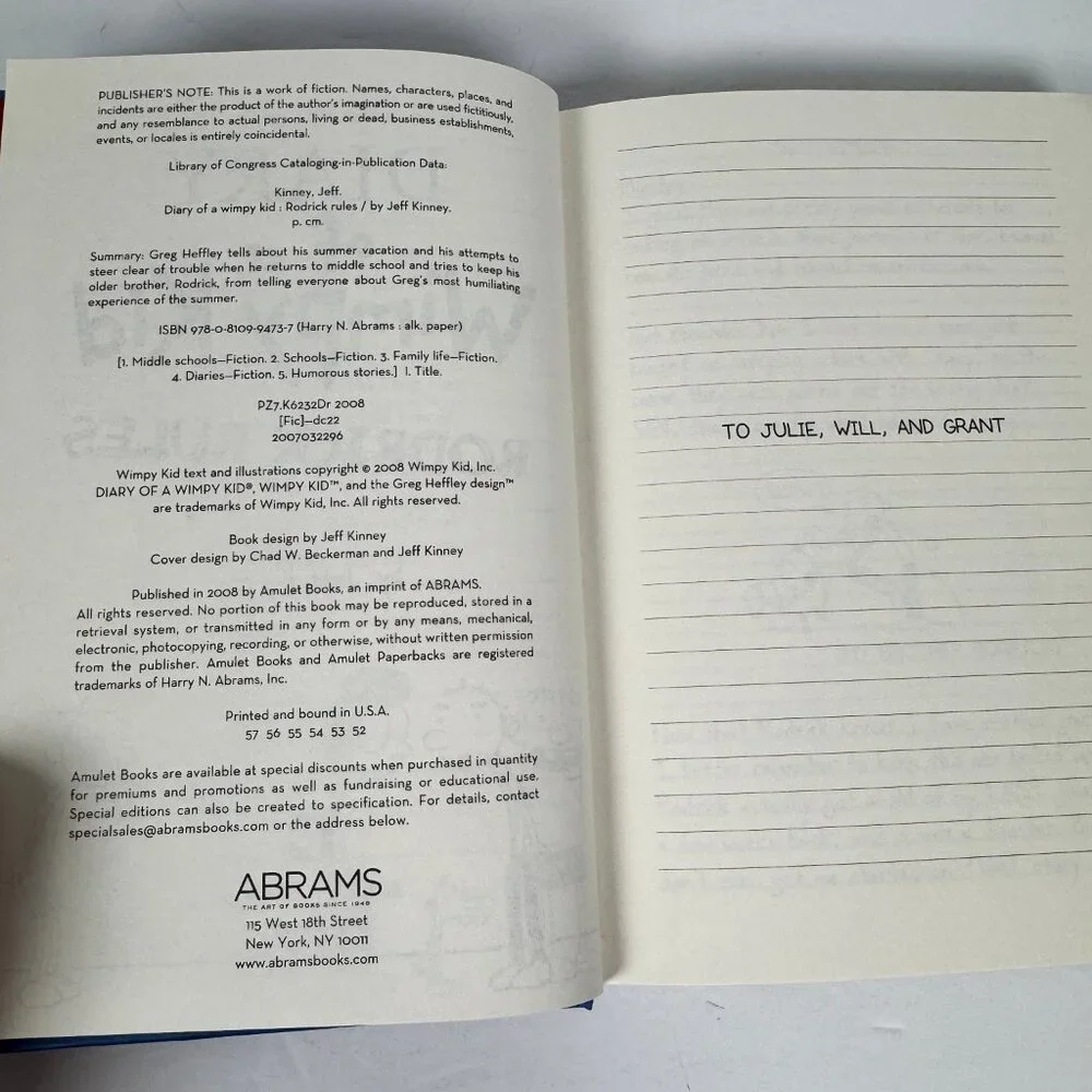 Diary of a Wimpy Kid Rodrick Rules Jeff Kinney 2008 Illustrated Children's Humor
